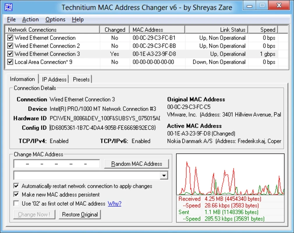 Technitium MAC Address Changer — skærmbillede 1